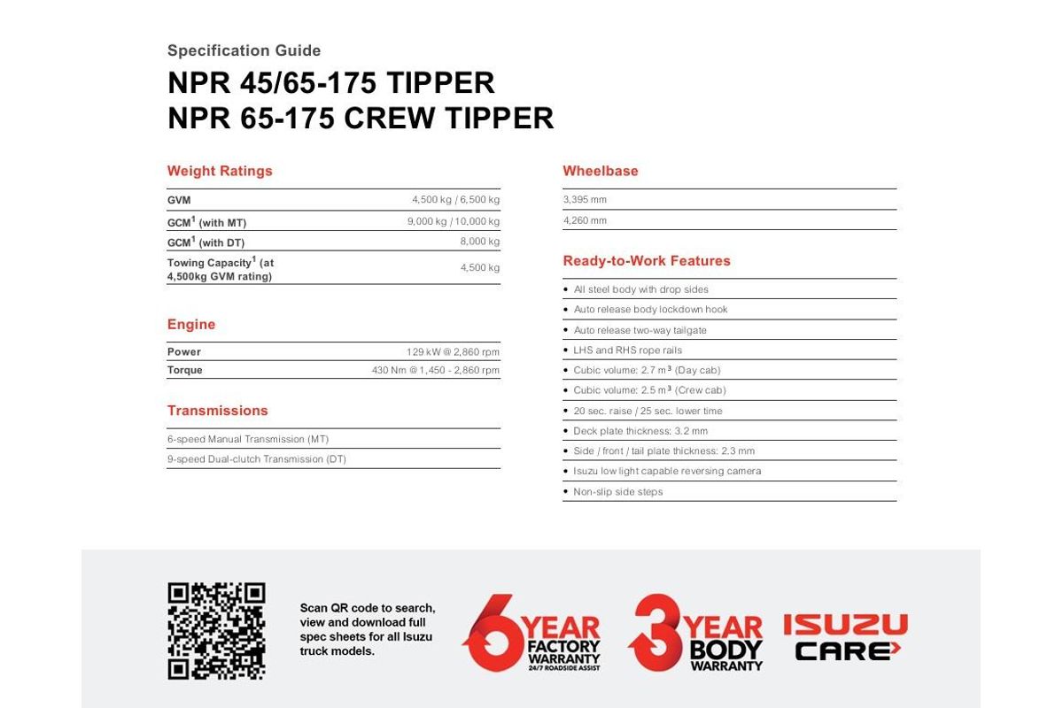 2026 Isuzu N Series NPR 45/65-175 DT D34 Tipper image 20
