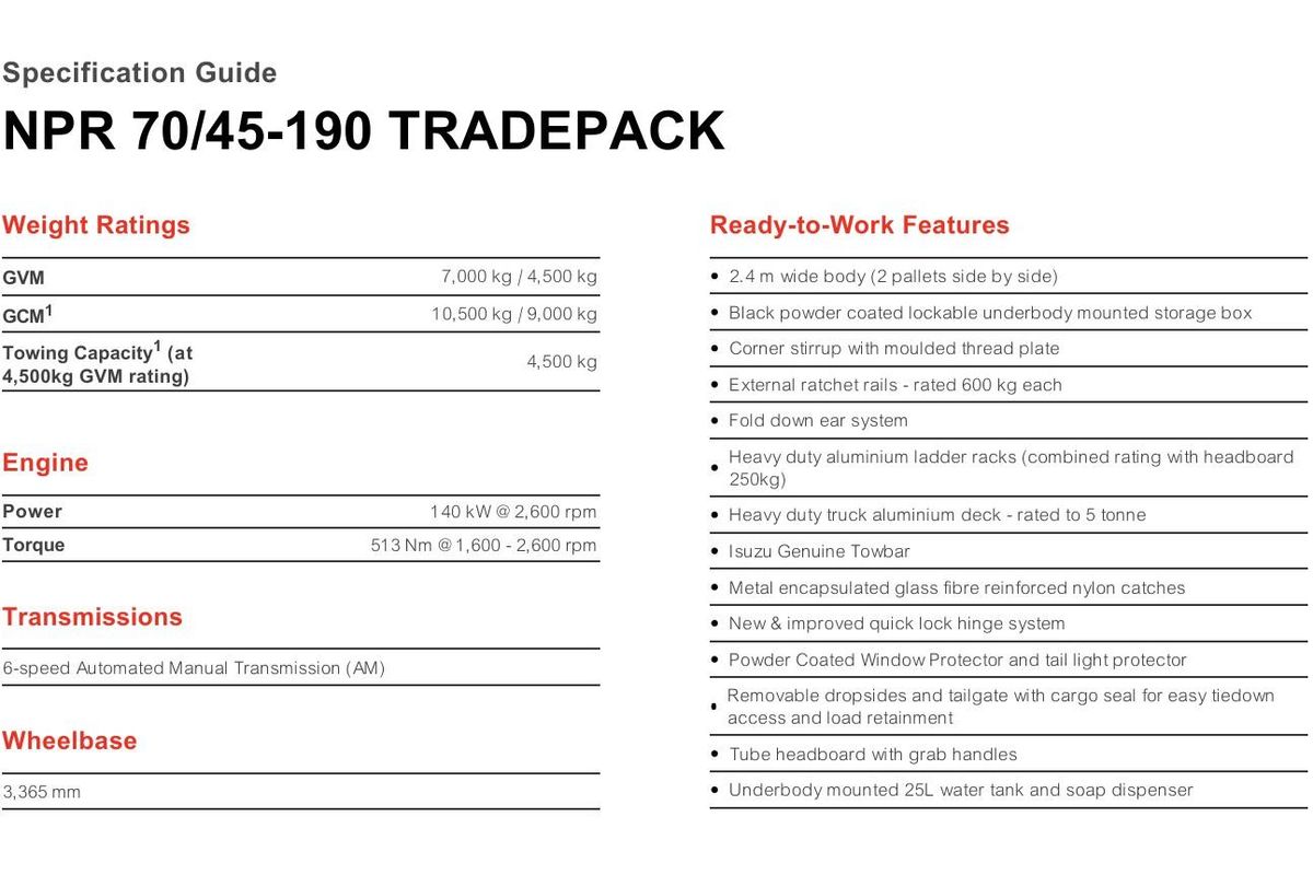 2026 Isuzu N Series NPR 70/45-190 AM D34 Tradepack image 18