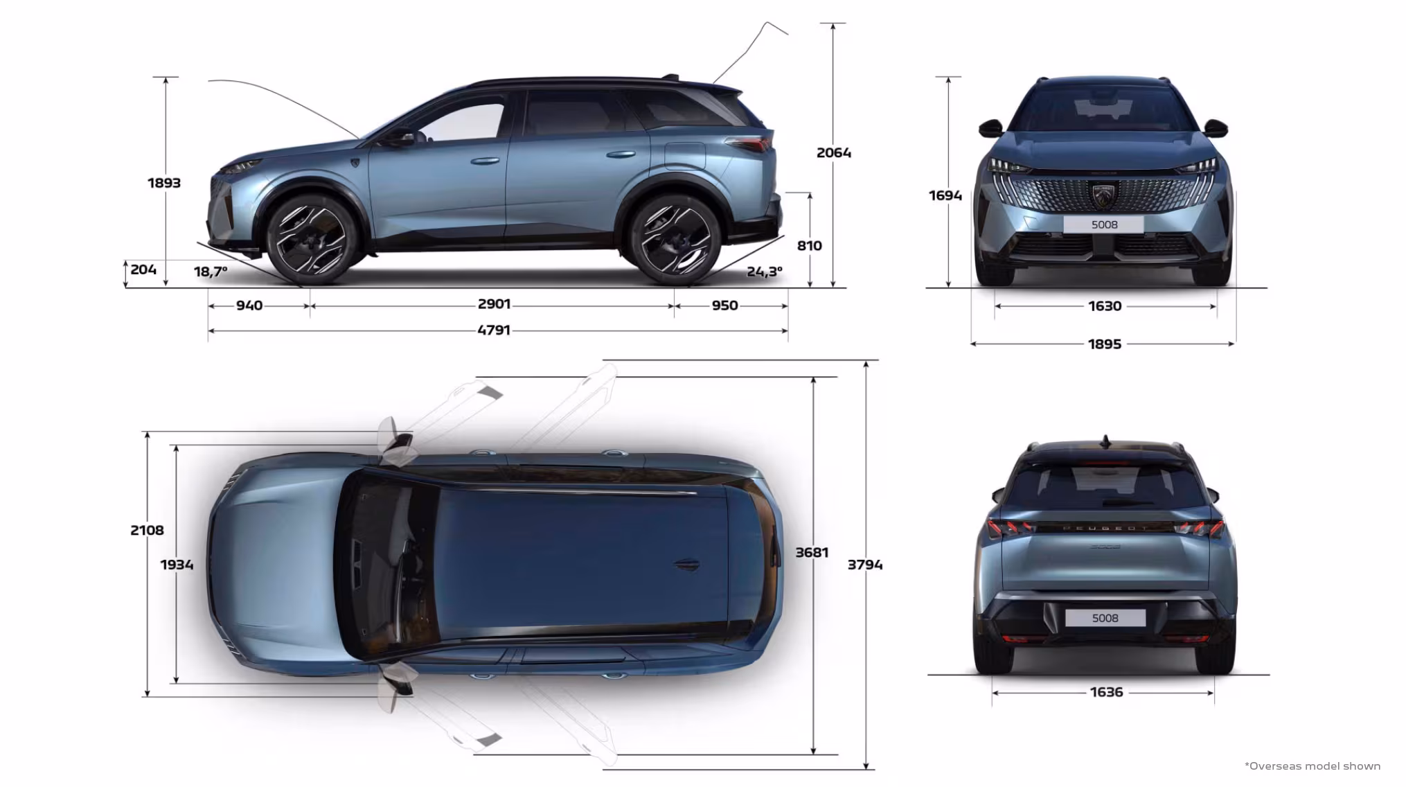 NEW PEUGEOT 5008 HYBRID EXTERIOR DIMENSIONS