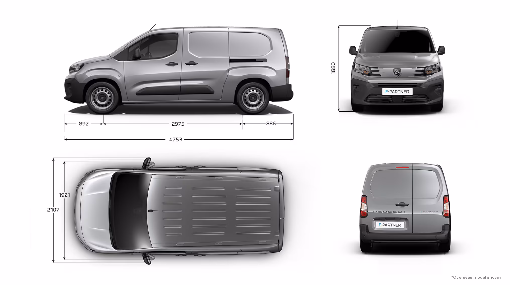 PEUGEOT E-PARTNER EXTERIOR DIMENSIONS